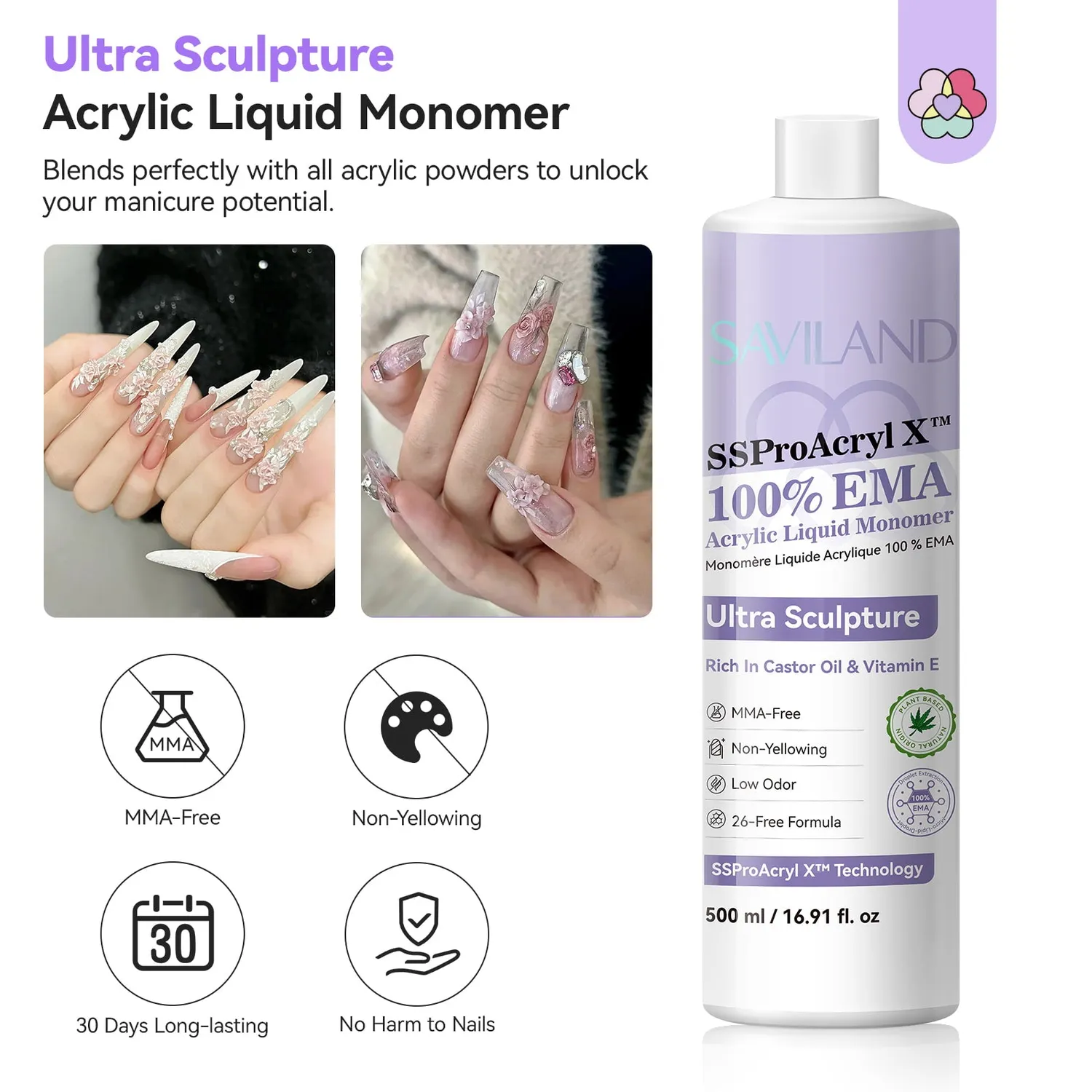 Saviland Pure EMA monomero liquido acrilico 500 ml