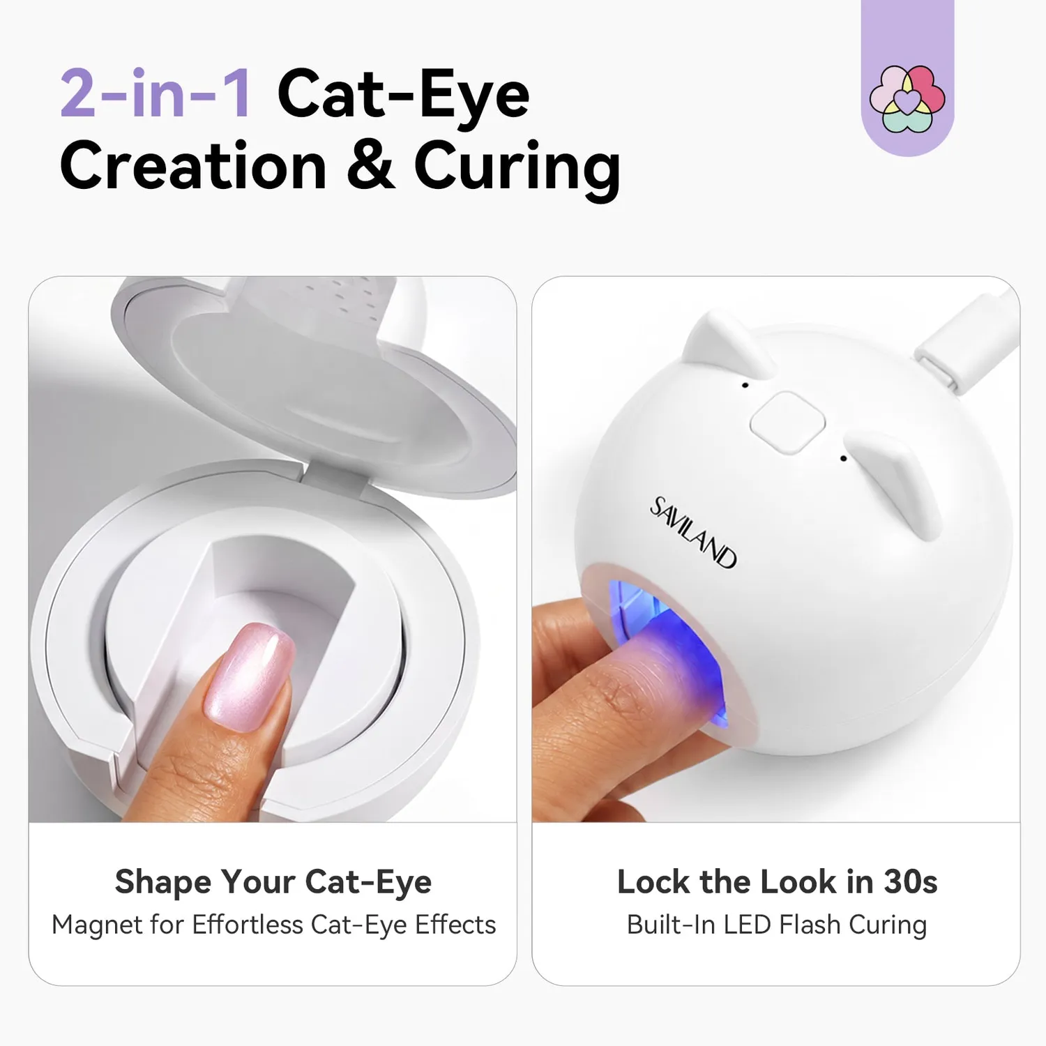 Saviland 2-in-1 Lampada UV Magnetica Cat Eye flash 10s