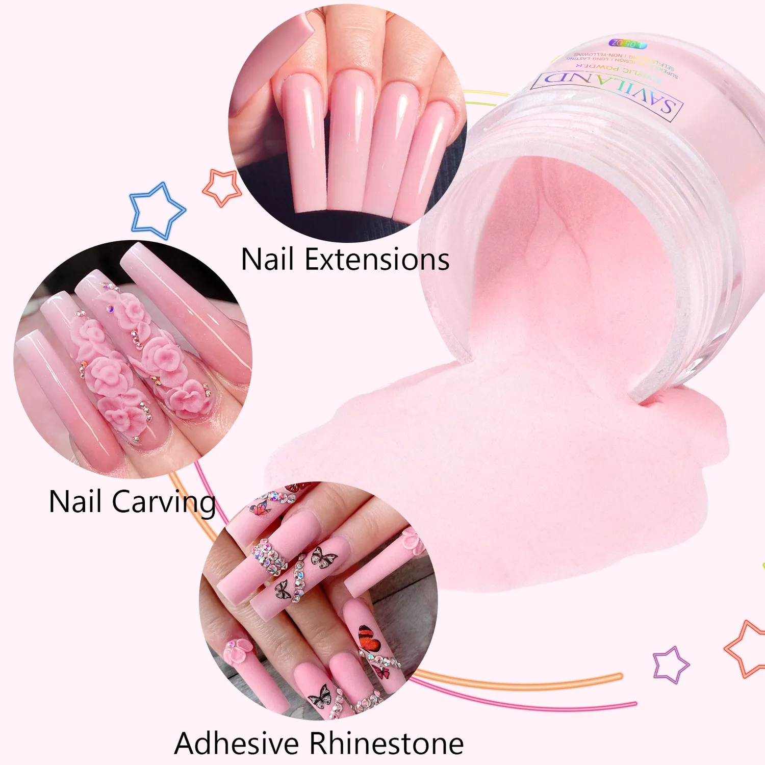Saviland polvere acrilica rosa 30g