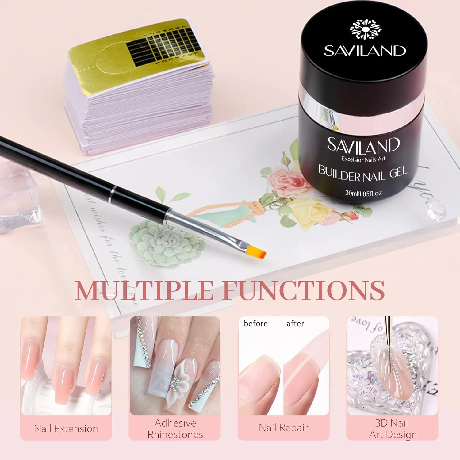 Saviland Nude Builder Gel kit ricostruzione rosa 30 ml