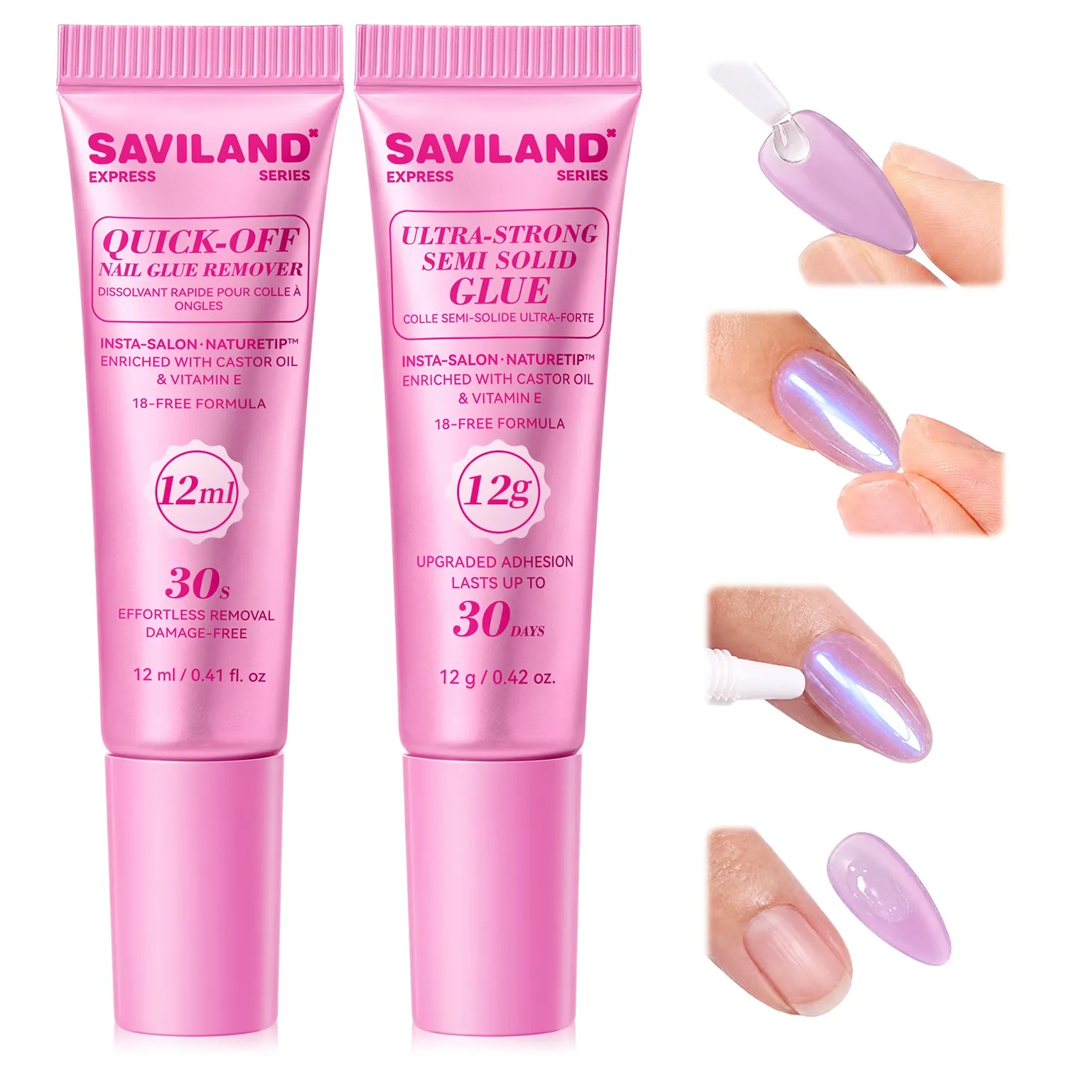 Saviland colla unghie press-on 12g + remover 12ml