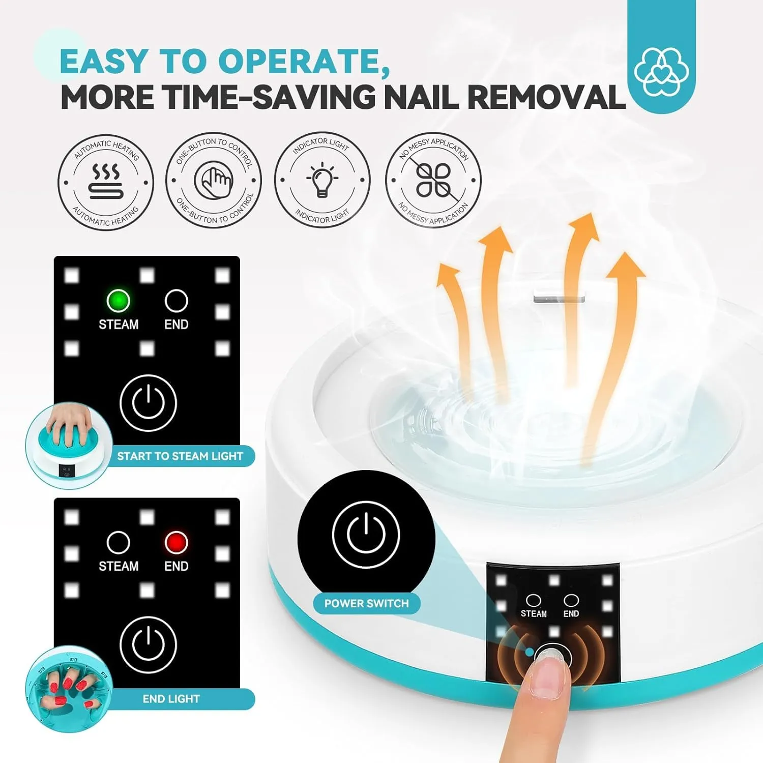 Saviland Remover Smalto Elettrico Ciotola Vapore 50°C Touch