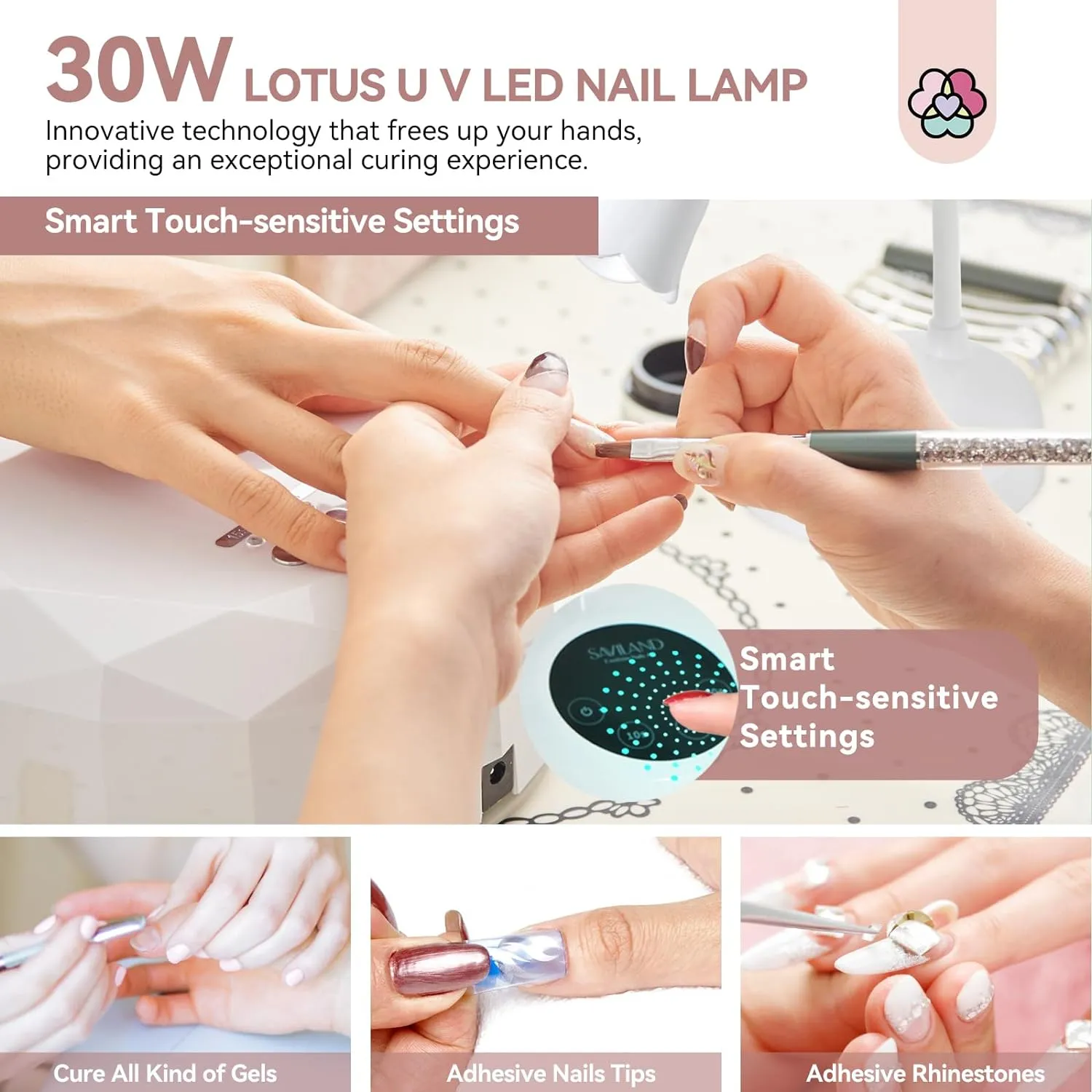 Saviland Lampada UV LED Unghie 30W Ricaricabile Cordless