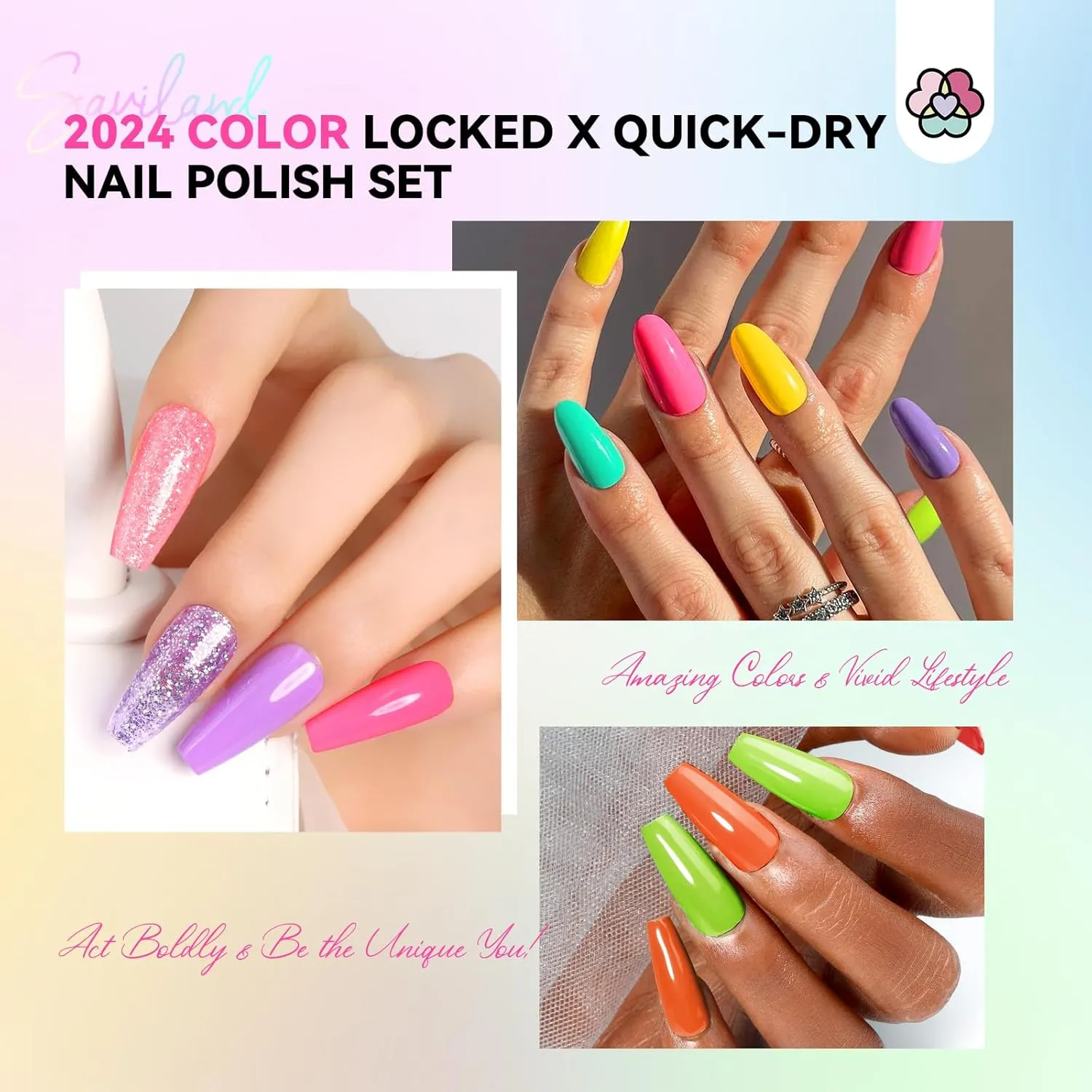 Saviland Smalto Neon coprente set 20+3 rapida asciugatura