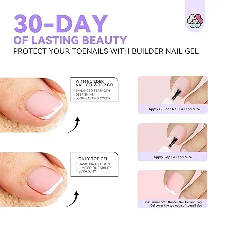 Saviland French Tip unghie finte piedi rosa 216 pz french