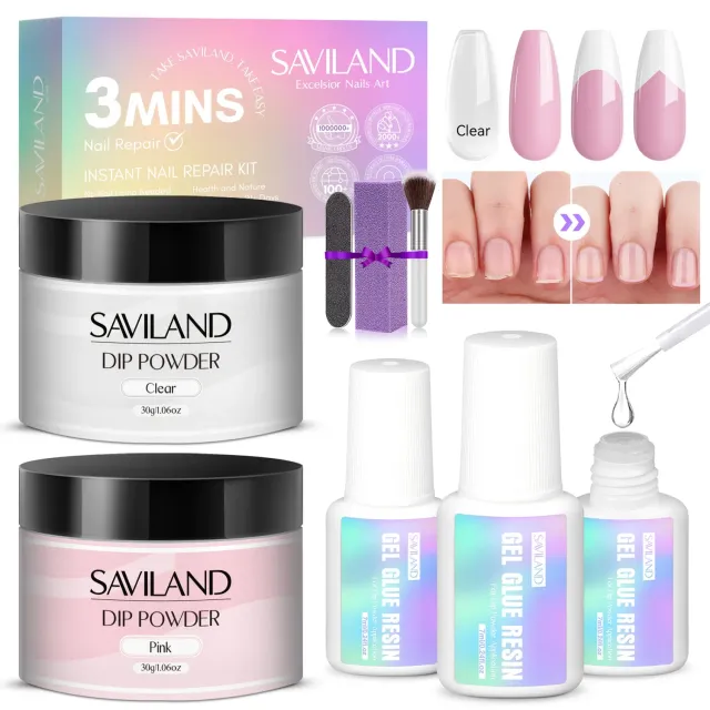 Saviland Kit Riparazione Unghie Colla e Polvere 21 giorni