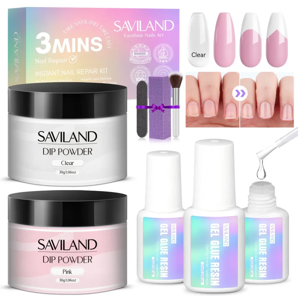 Saviland Kit Riparazione Unghie Colla e Polvere 21 giorni