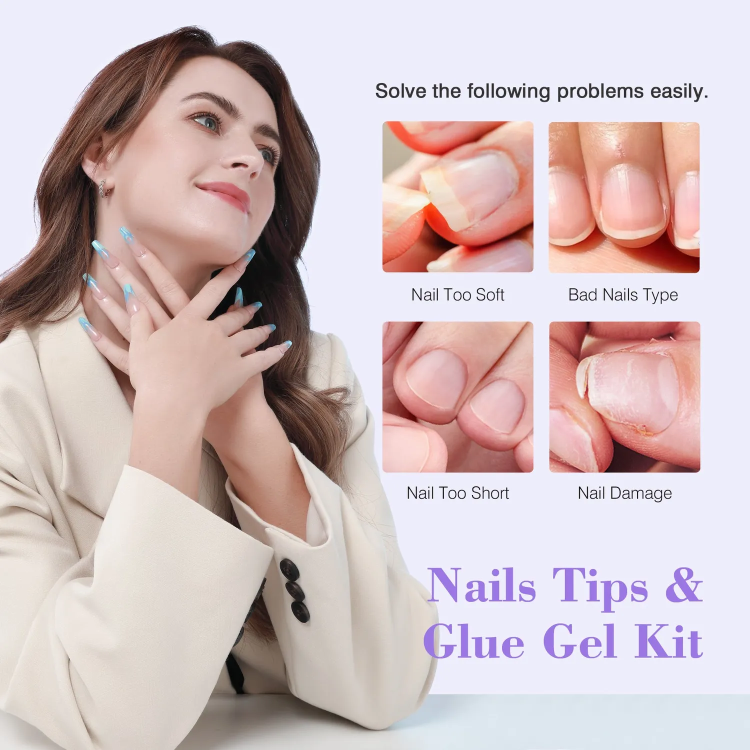 Saviland Kit Gel Unghie Principianti Lampada Tips Coffin