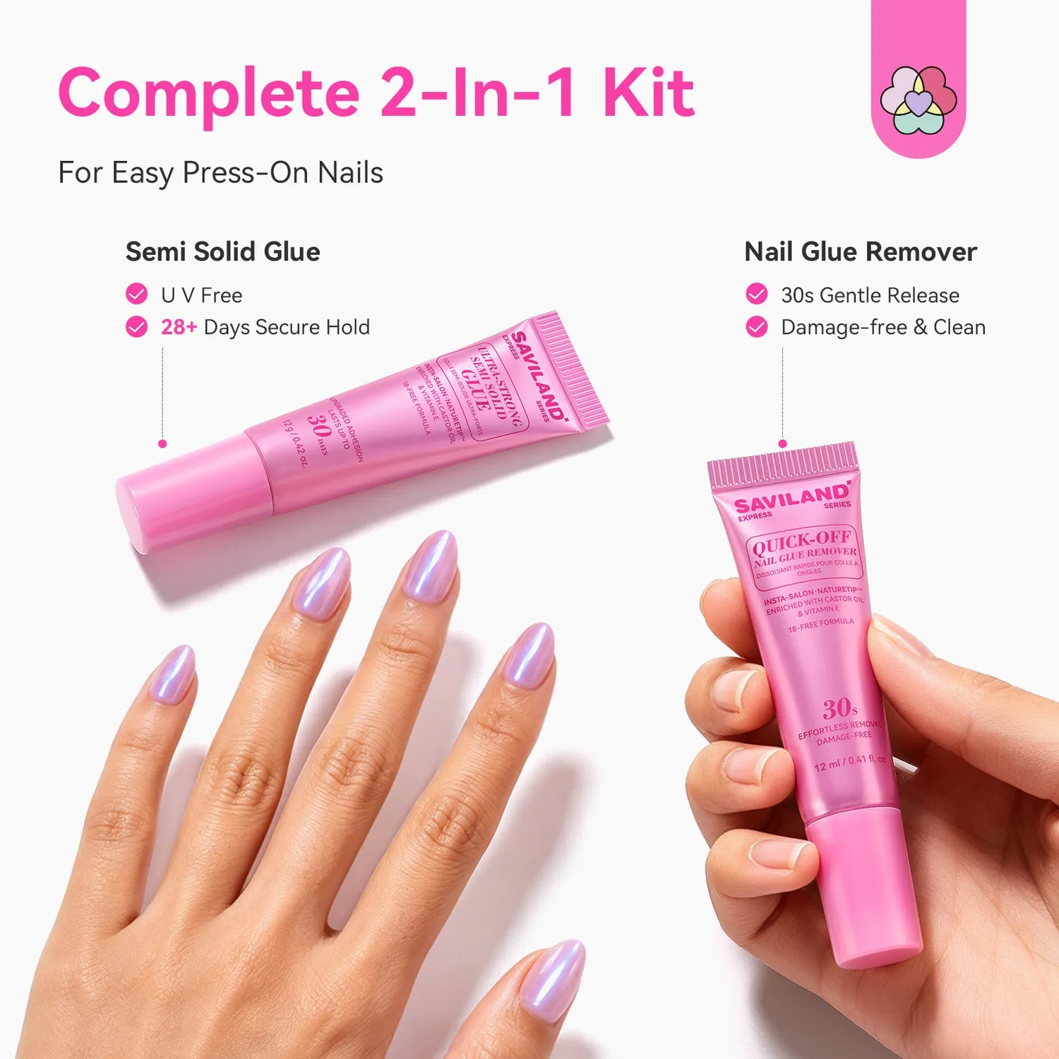 Saviland colla unghie press-on 12g + remover 12ml