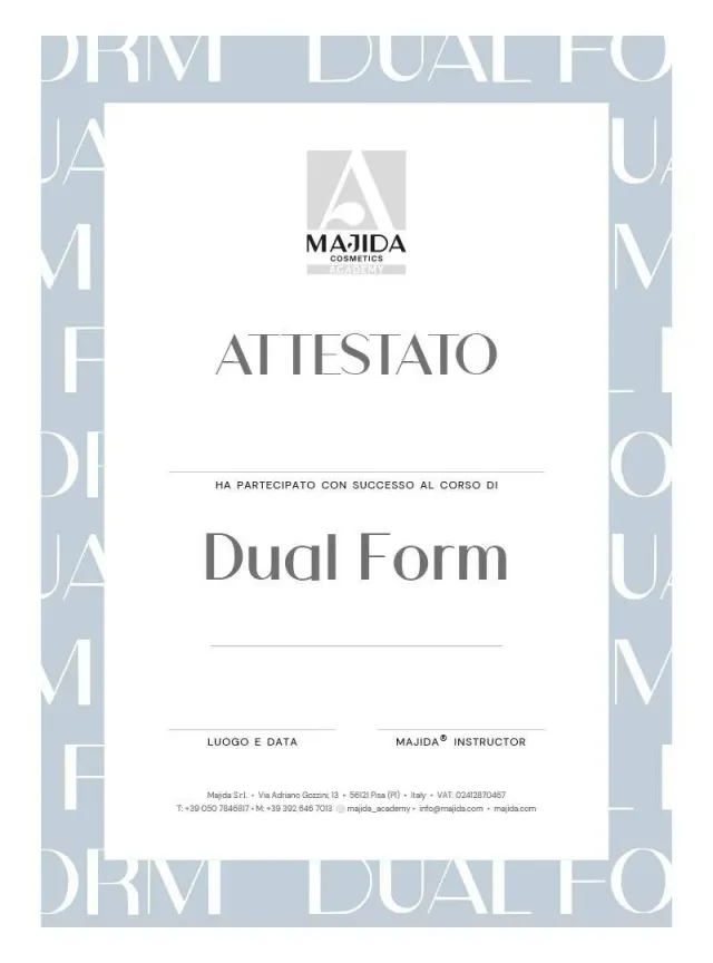 Majida Cosmetics Dual Form attestato corso unghie cartaceo