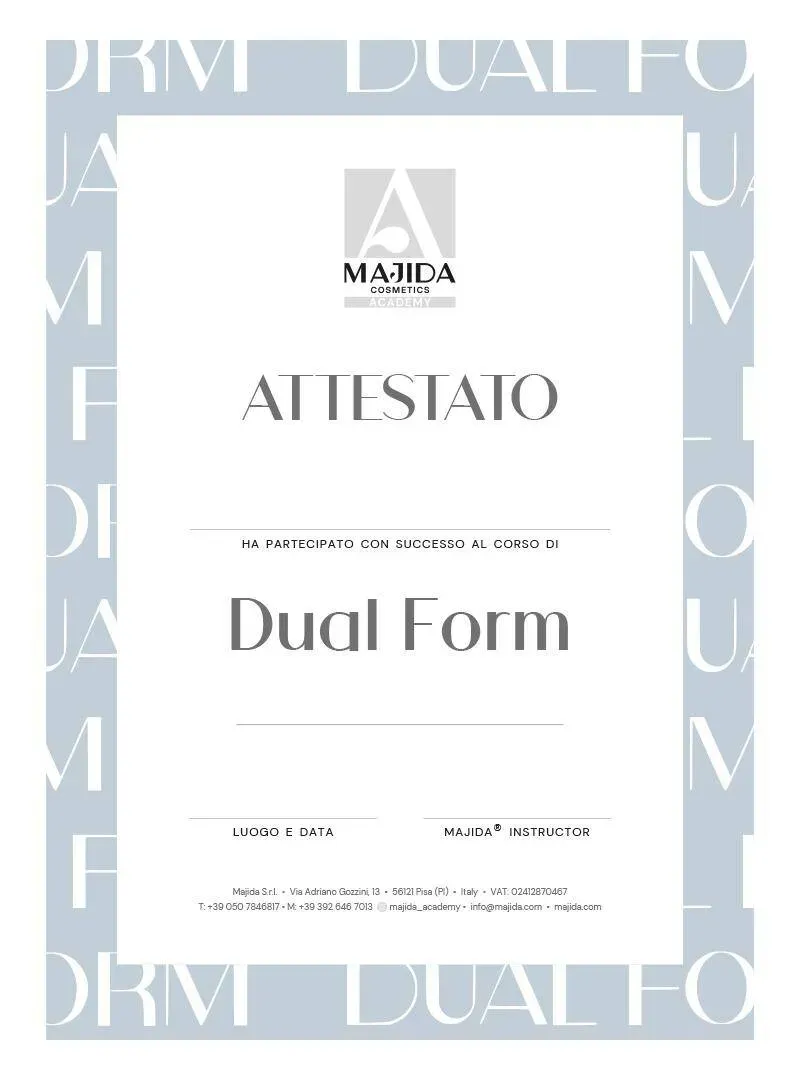 Majida Cosmetics Dual Form attestato corso unghie cartaceo