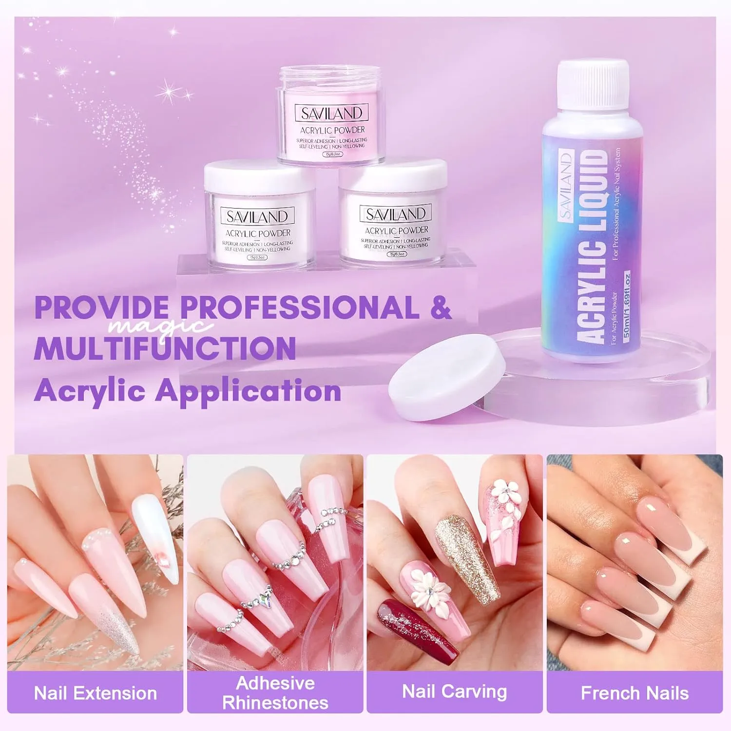 Saviland Kit Acrilico Unghie con Fresa Polvere Liquido