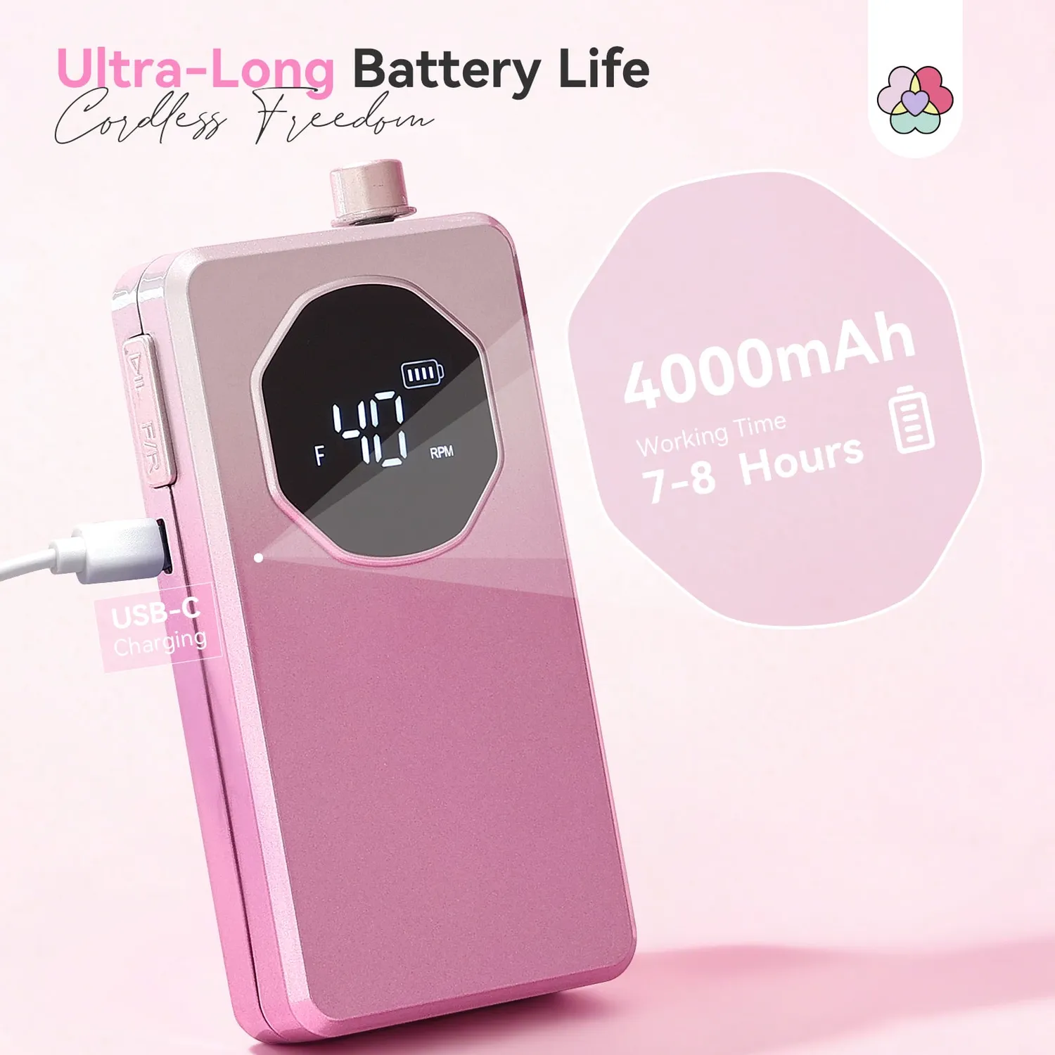 Saviland Gradient Pink Fresa Unghie 40000RPM 4000mAh