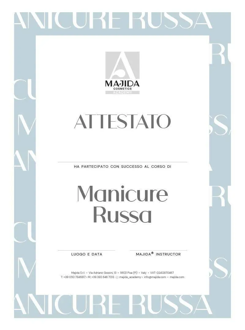 Majida Manicure Russa Attestato Corso Formato Singolo