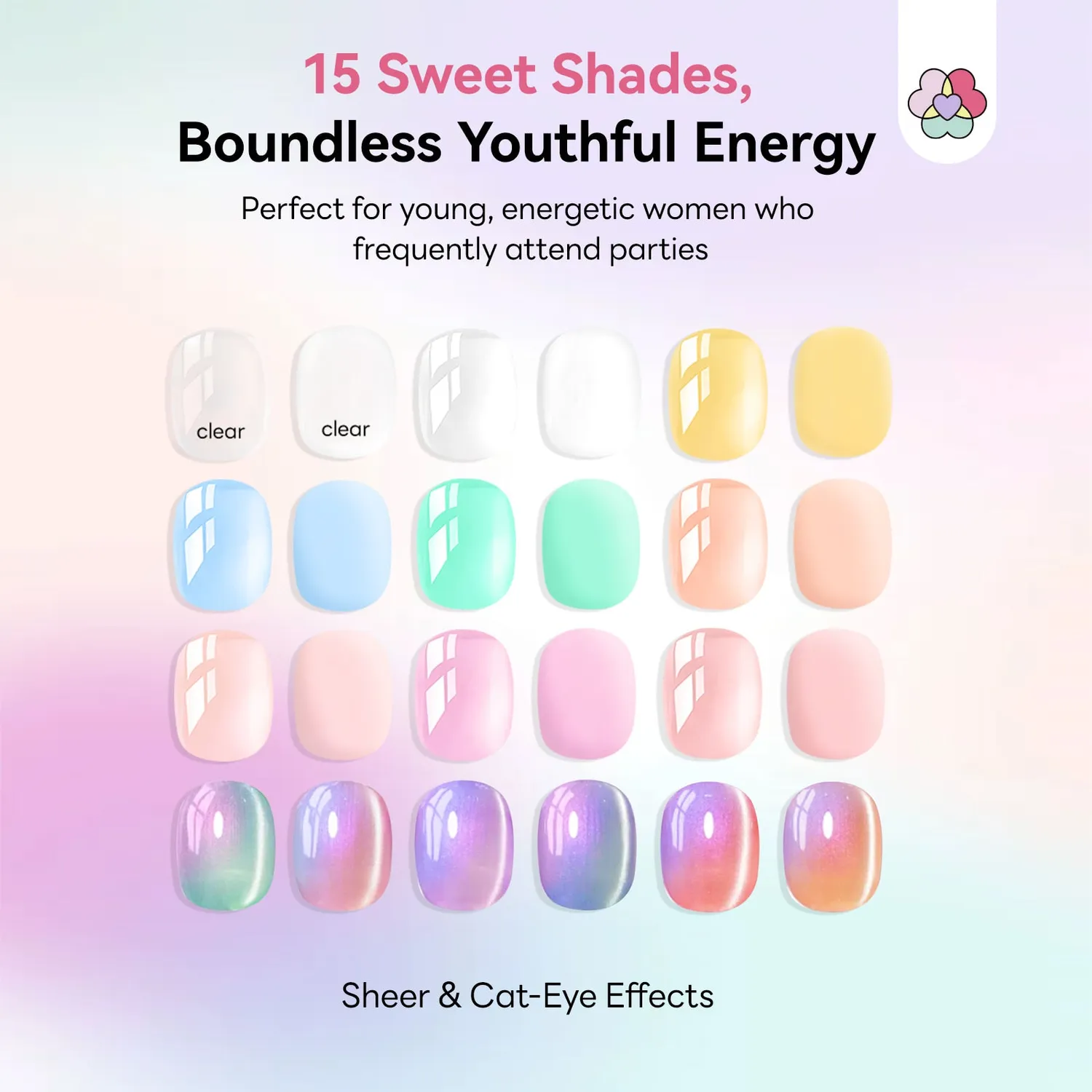 Saviland Sheer Cat Eye Kit Polygel 15 Colori vetro delicato