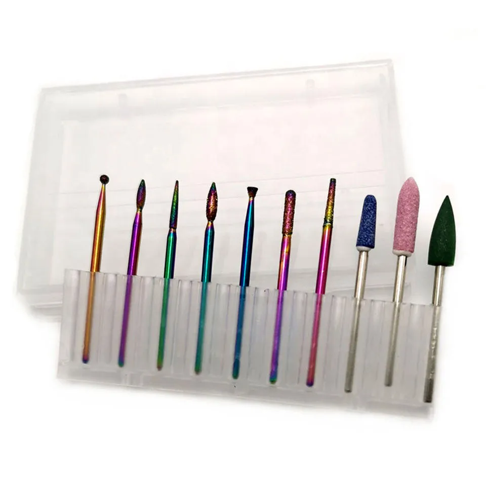 New Nails System Dry Manicure Set punte fresa 10 pz diamantate
