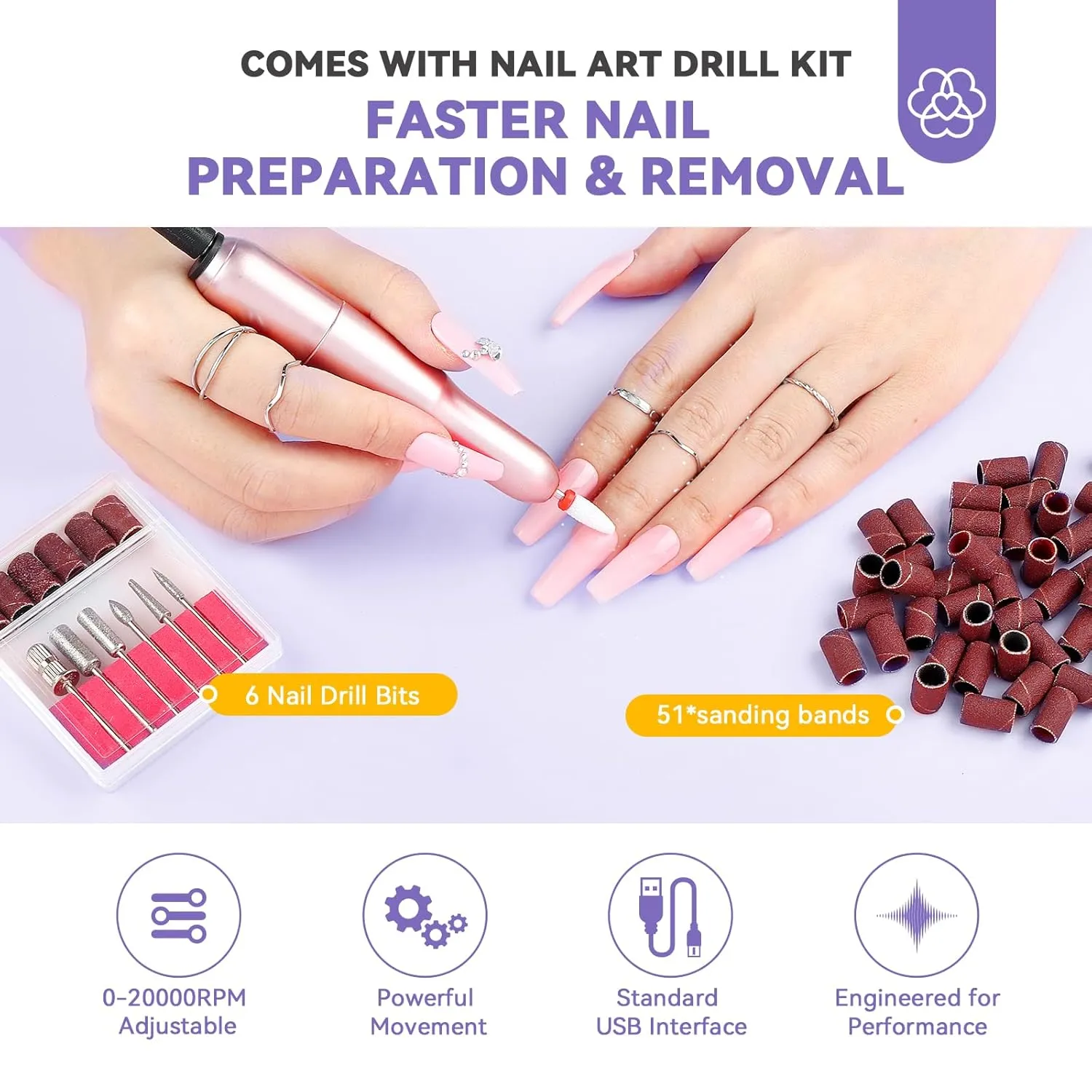 Saviland Kit Gel Unghie Lampada + 500 Tip Coffin Corte nude