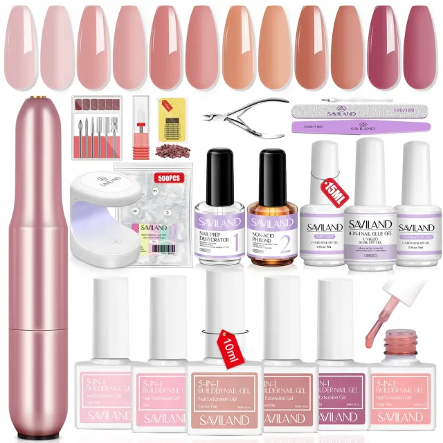Saviland Builder Gel kit ricostruzione rosa con fresa completo