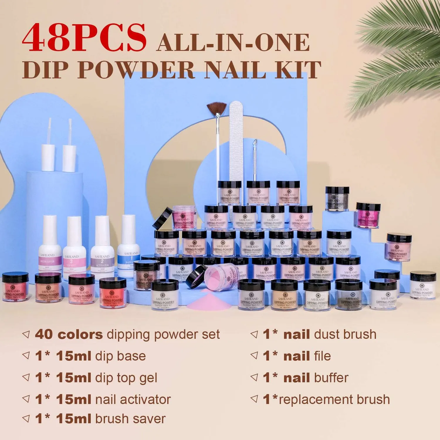 Saviland Dip Powder Kit 49pz dip 40 colori