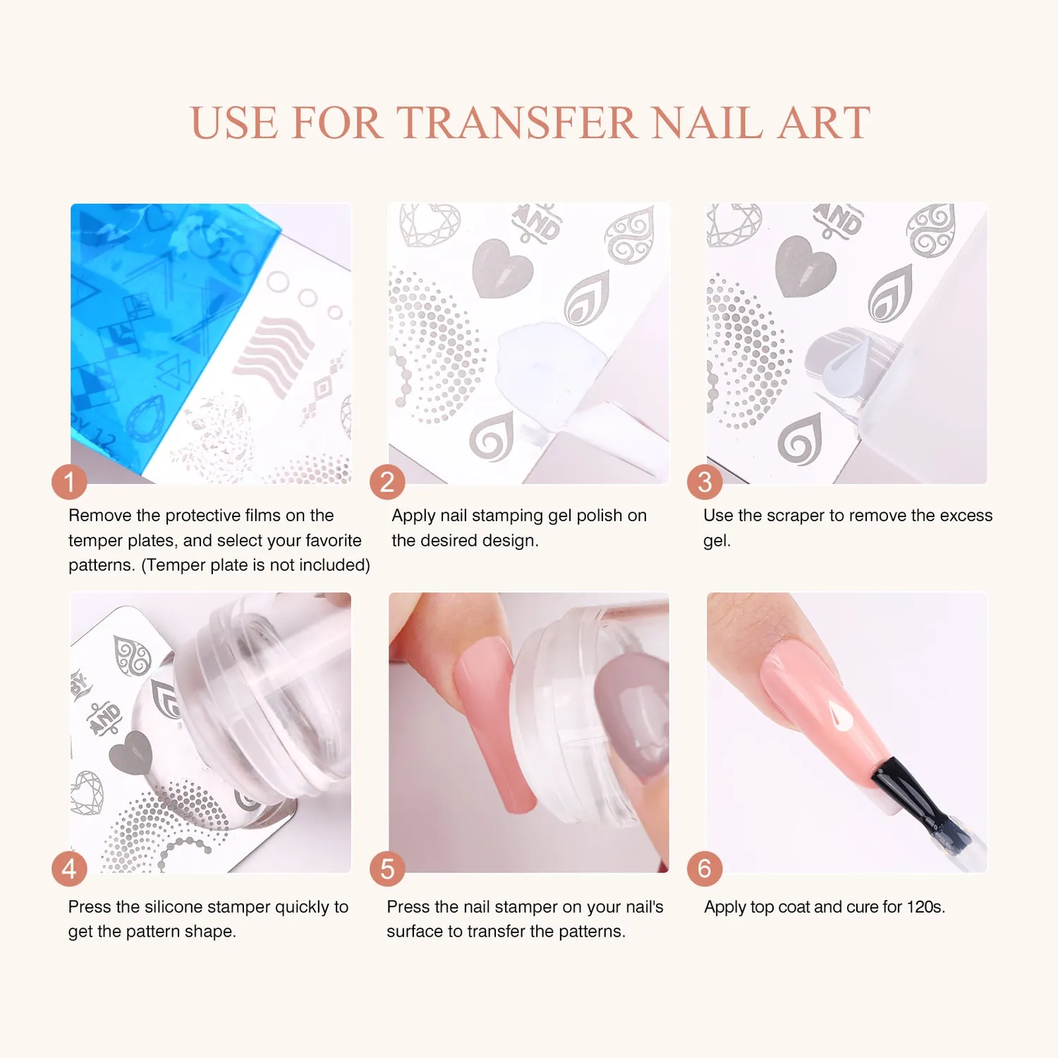Saviland French Tip Timbri Unghie 4 Pezzi French Coprente