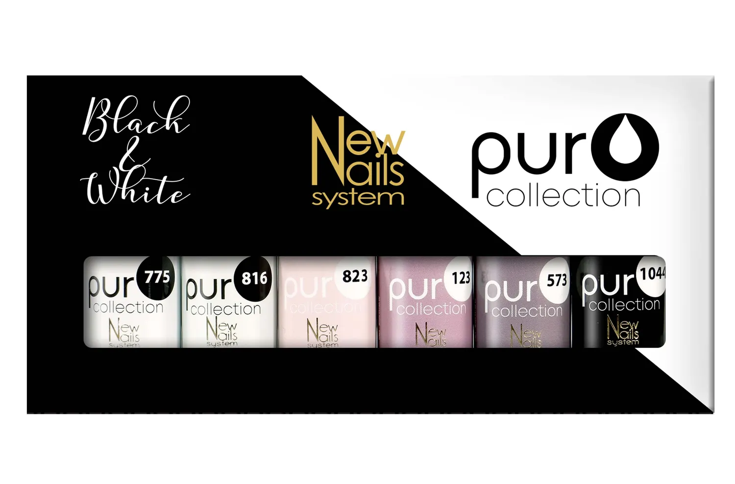 New Nails System Black & White Set 6 Smalti Semipermanenti Grafici