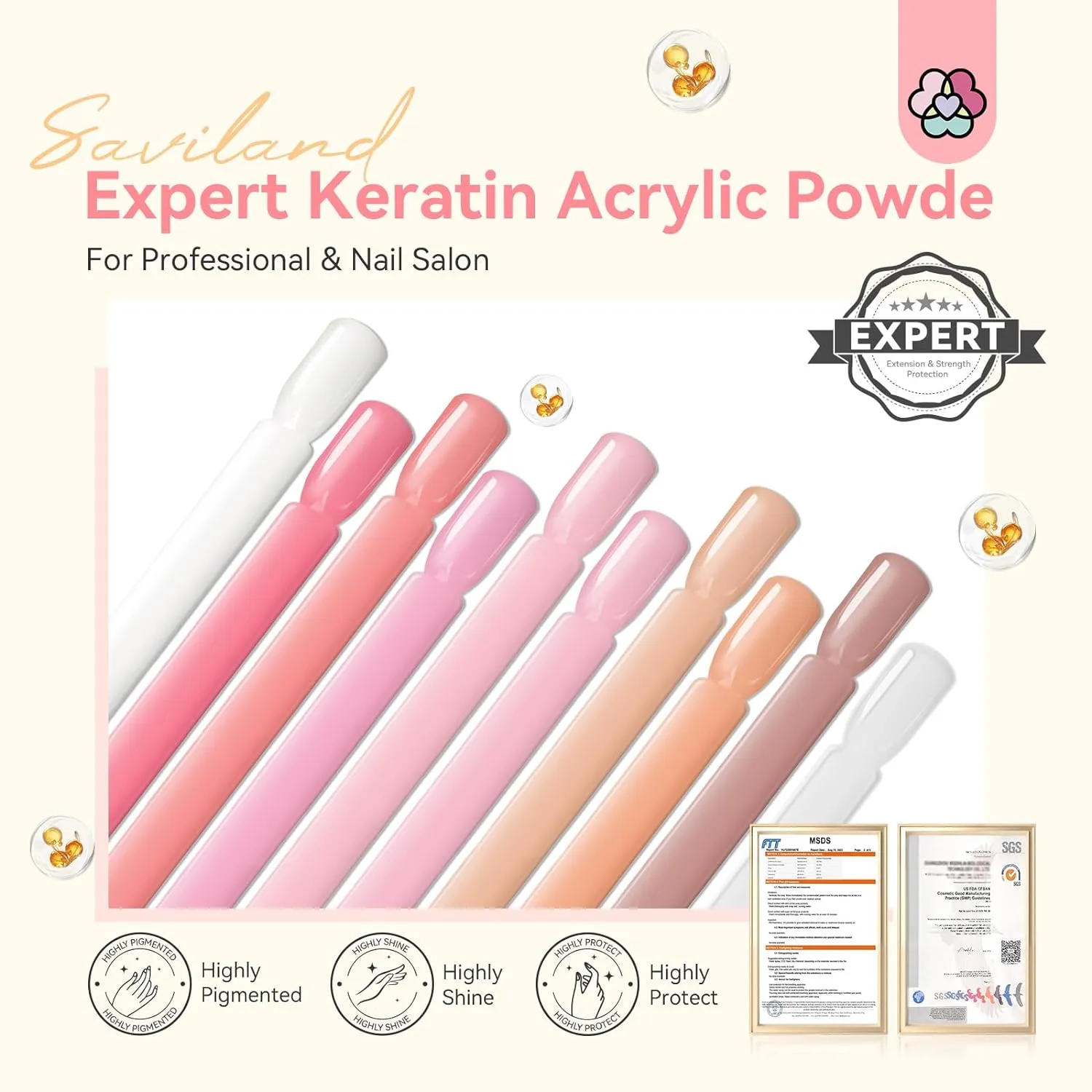 Saviland set polvere acrilica 10 colori trendy
