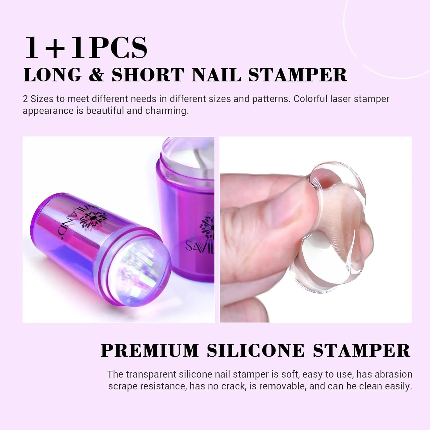 Saviland French Tip timbro unghie french 5 pezzi silicone