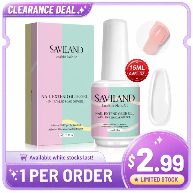 Saviland Colla Unghie UV 15ml Press On e Tips Forte