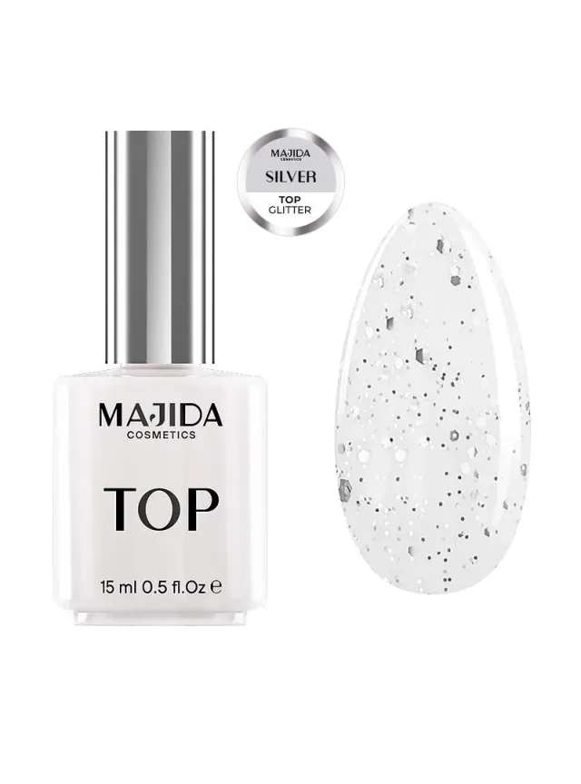 Majida Top Glitter Silver top argento brillante no wipe