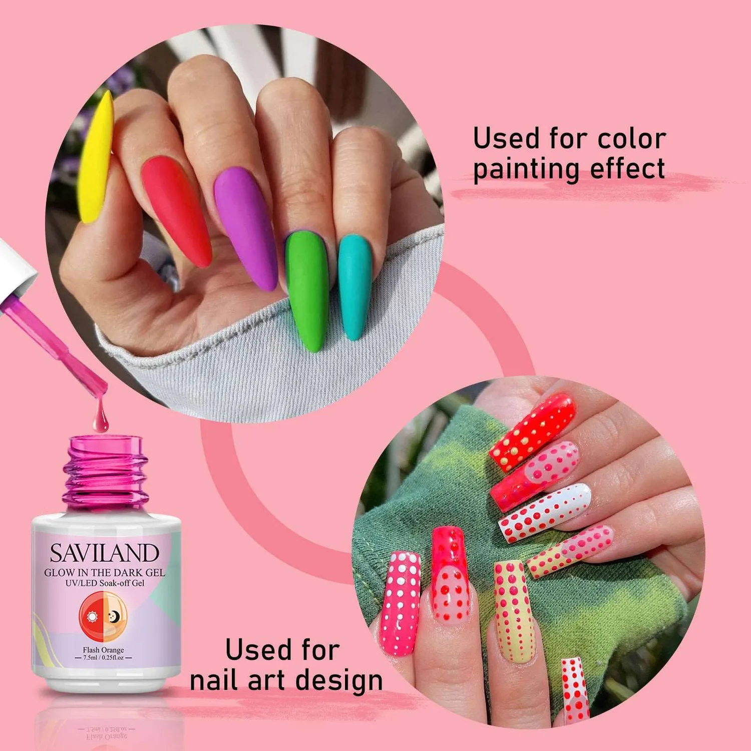 Saviland Glow Gel Smalto 12x7,5ml Fluorescente Notte