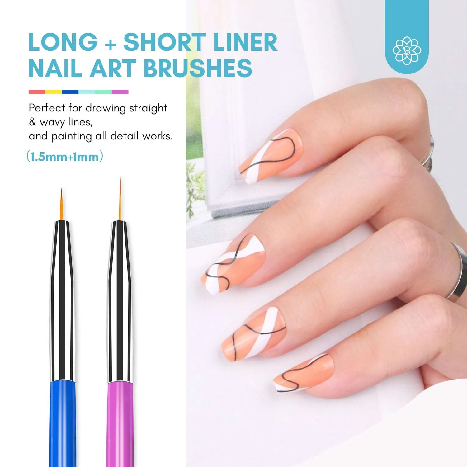 Saviland Set 6 pennelli nail art doppia punta dotting