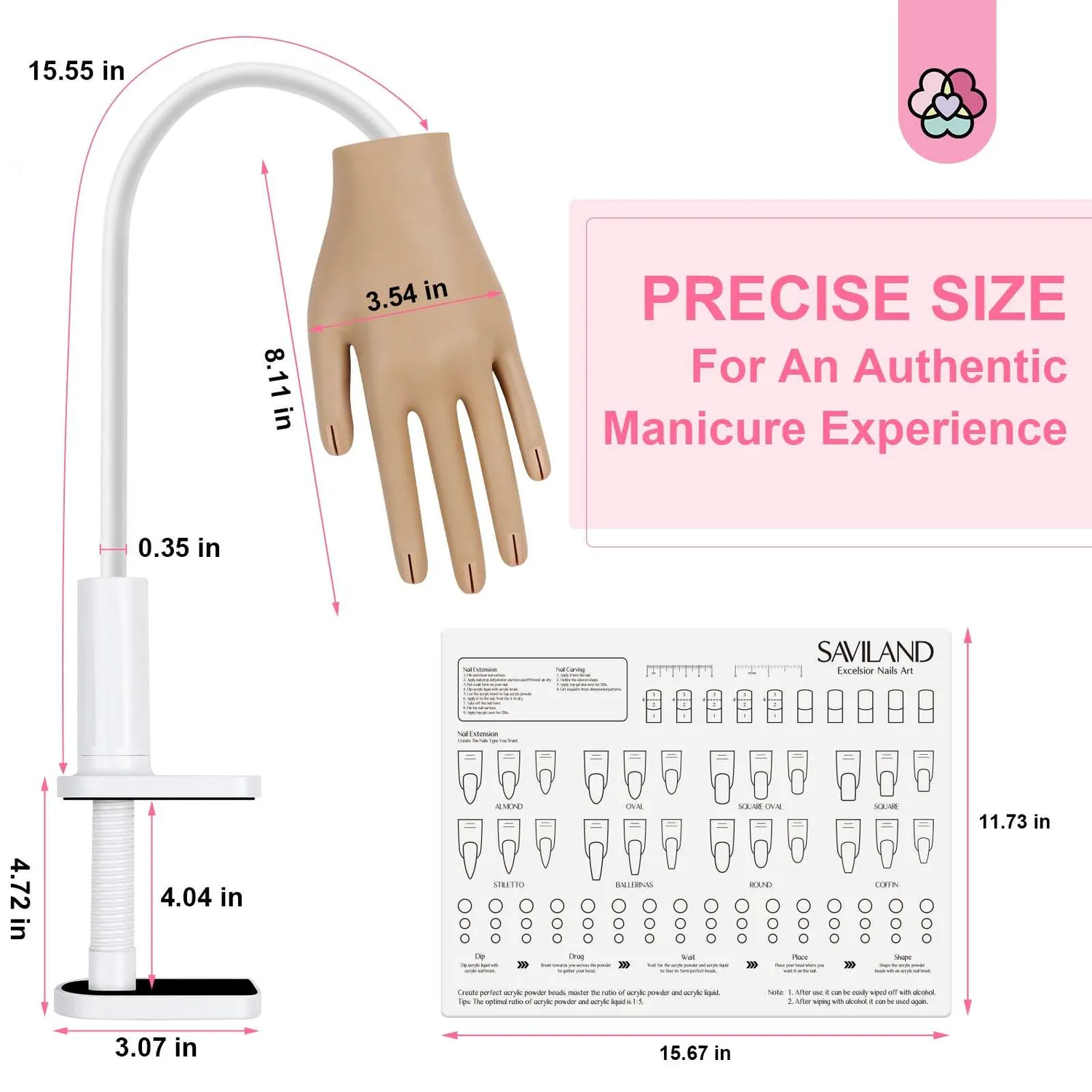 Saviland Mano Prova Unghie silicone con kit 100 tip