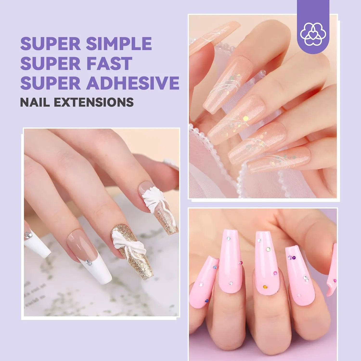 Saviland Kit Gel Unghie Lampada + 500 Tip Coffin Corte nude