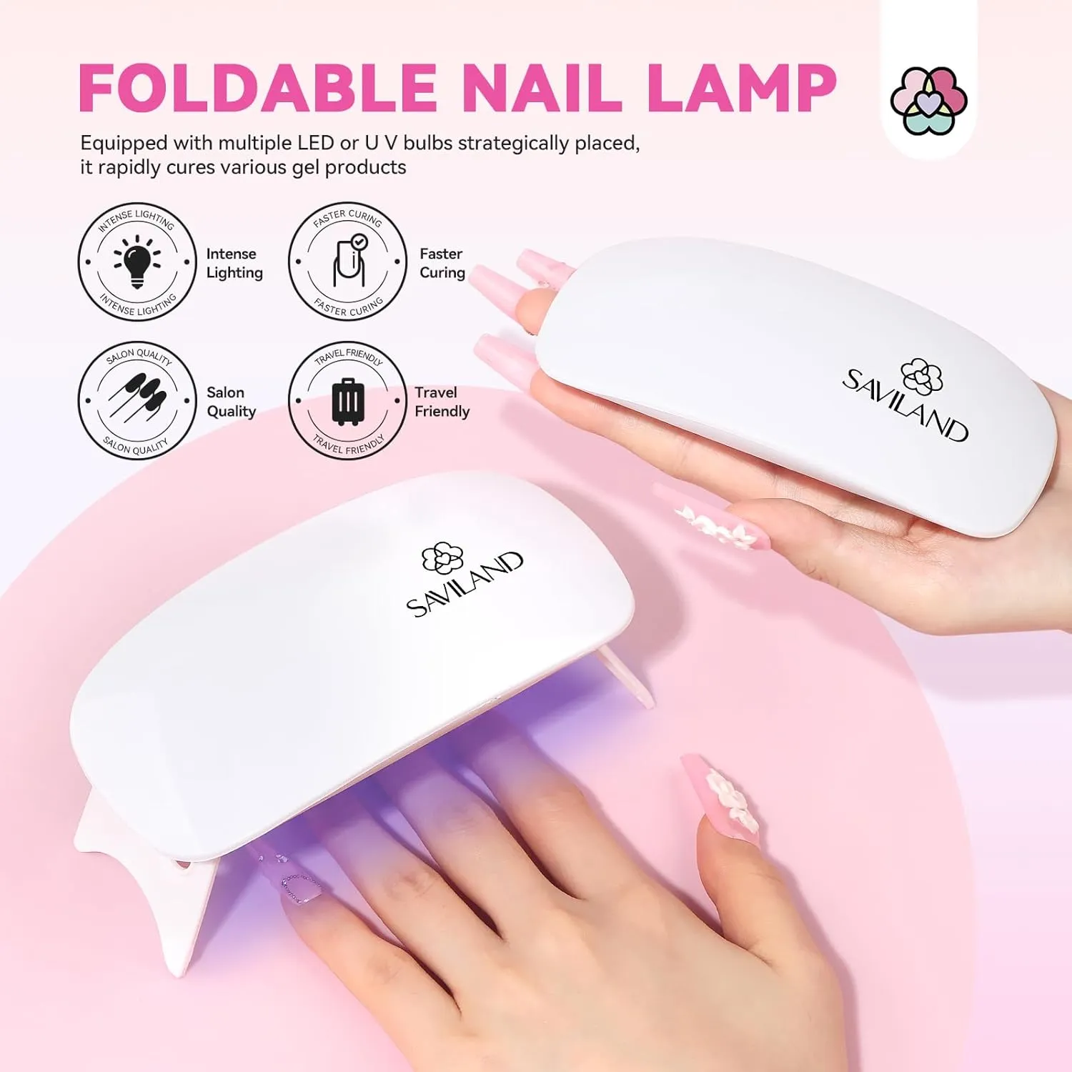 Saviland Complete kit unghie acriliche con lampada e gel