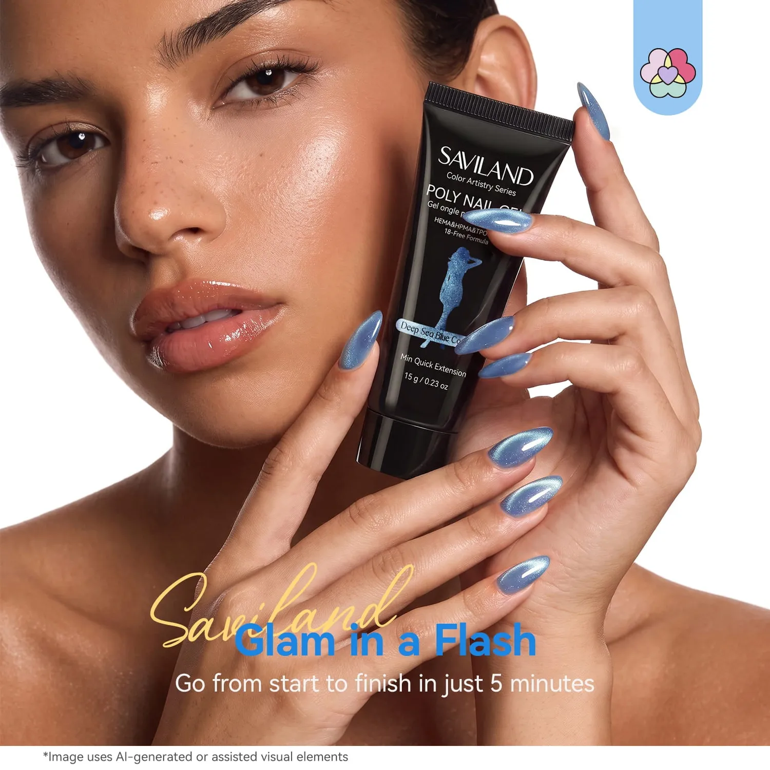 Saviland Cat Eye kit polygel blu 4 colori con lampada UV