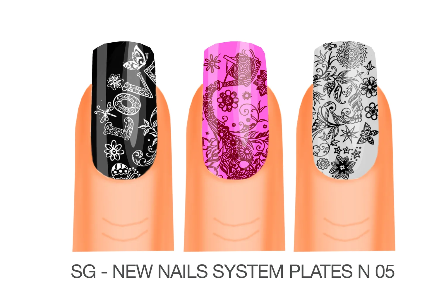 New Nails System Stamping Plate 05 Piastra Nail Art motivi incisi