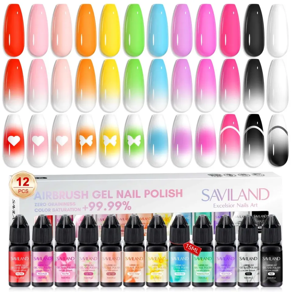 Saviland Airbrush Set 12 smalti gel ombré ad alta coprenza