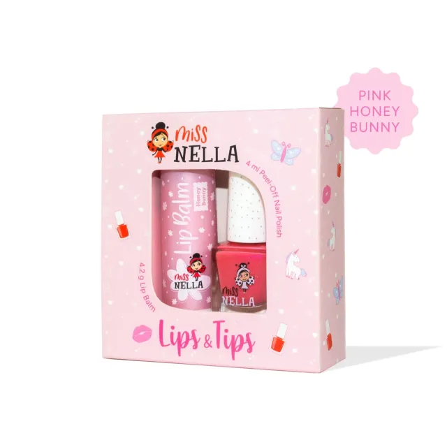 Miss Nella Lips & Tips Duo set smalto bimba Pink Honey Bunny atossico
