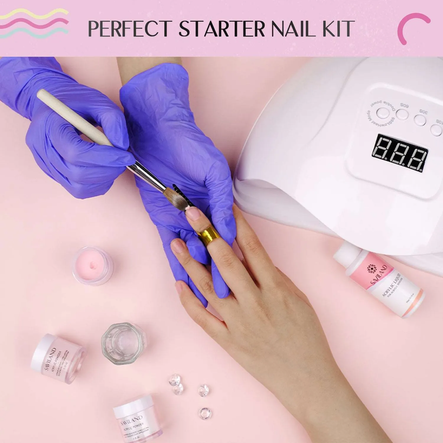 Saviland Kit Unghie Acriliche Basic Starter Pratica Casa