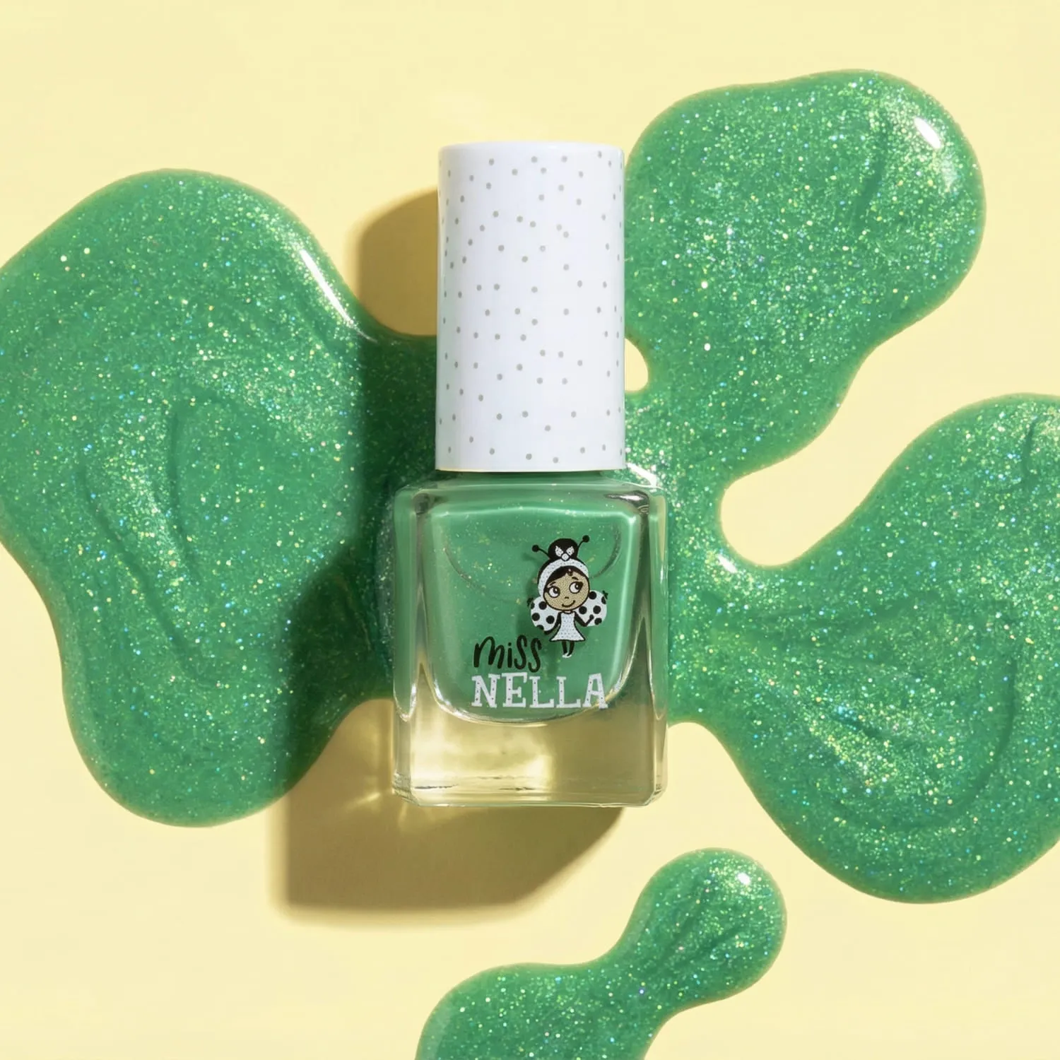 Miss Nella MN16 Kiss The Frog smalto verde glitter peel off
