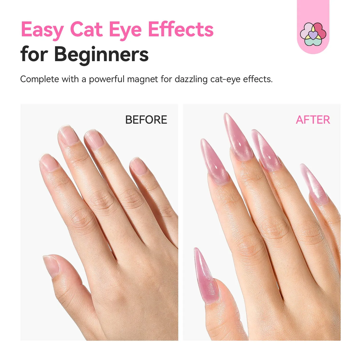 Saviland Cat Eye Kit Polygel Unghie 4x15g Rosa Effetto Magnetico