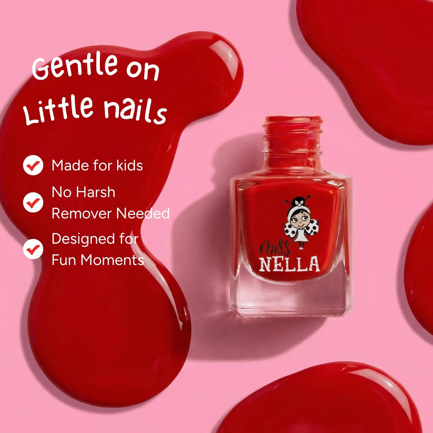 Miss Nella Class Clown smalto peel off rosso arancio bimbe