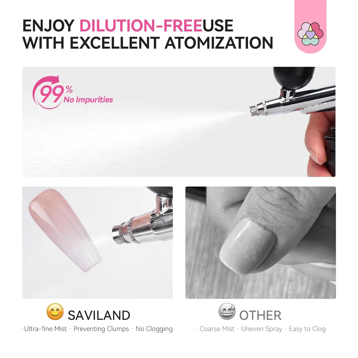 Saviland smalto gel airbrush bianco french e ombre