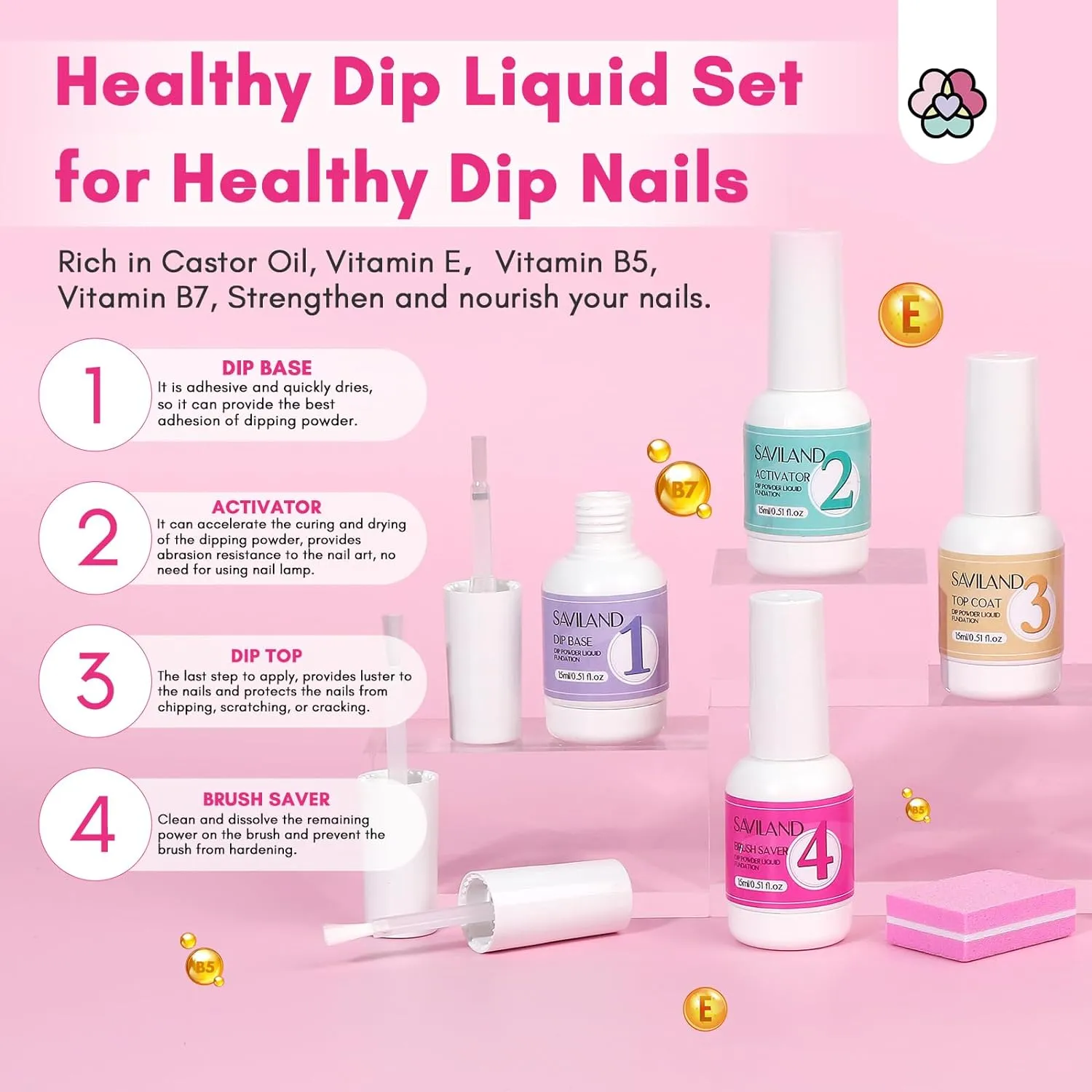 Saviland Kit Dip Powder 30 Colori con Fresa e Liquidi
