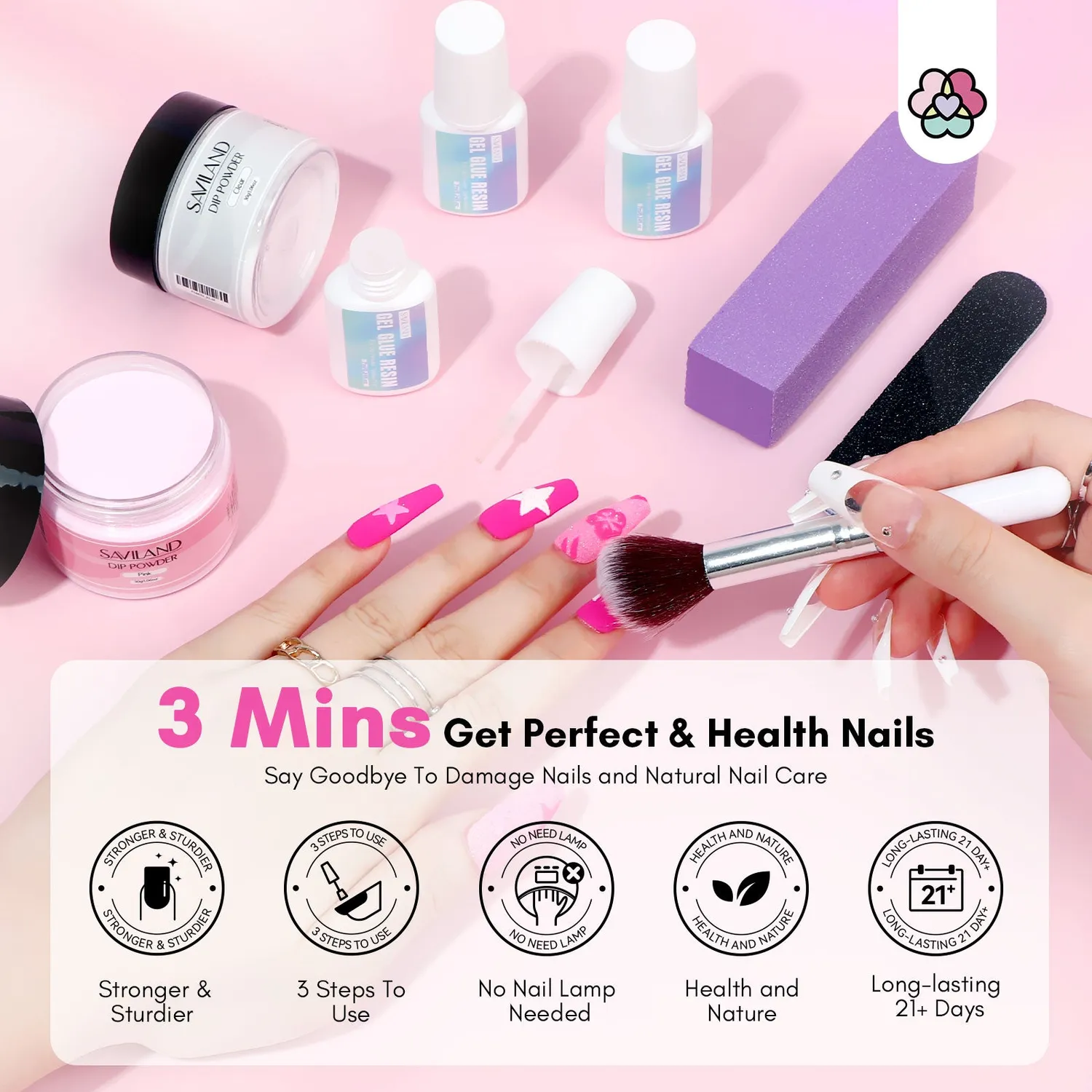 Saviland Kit Riparazione Unghie Colla e Polvere 21 giorni