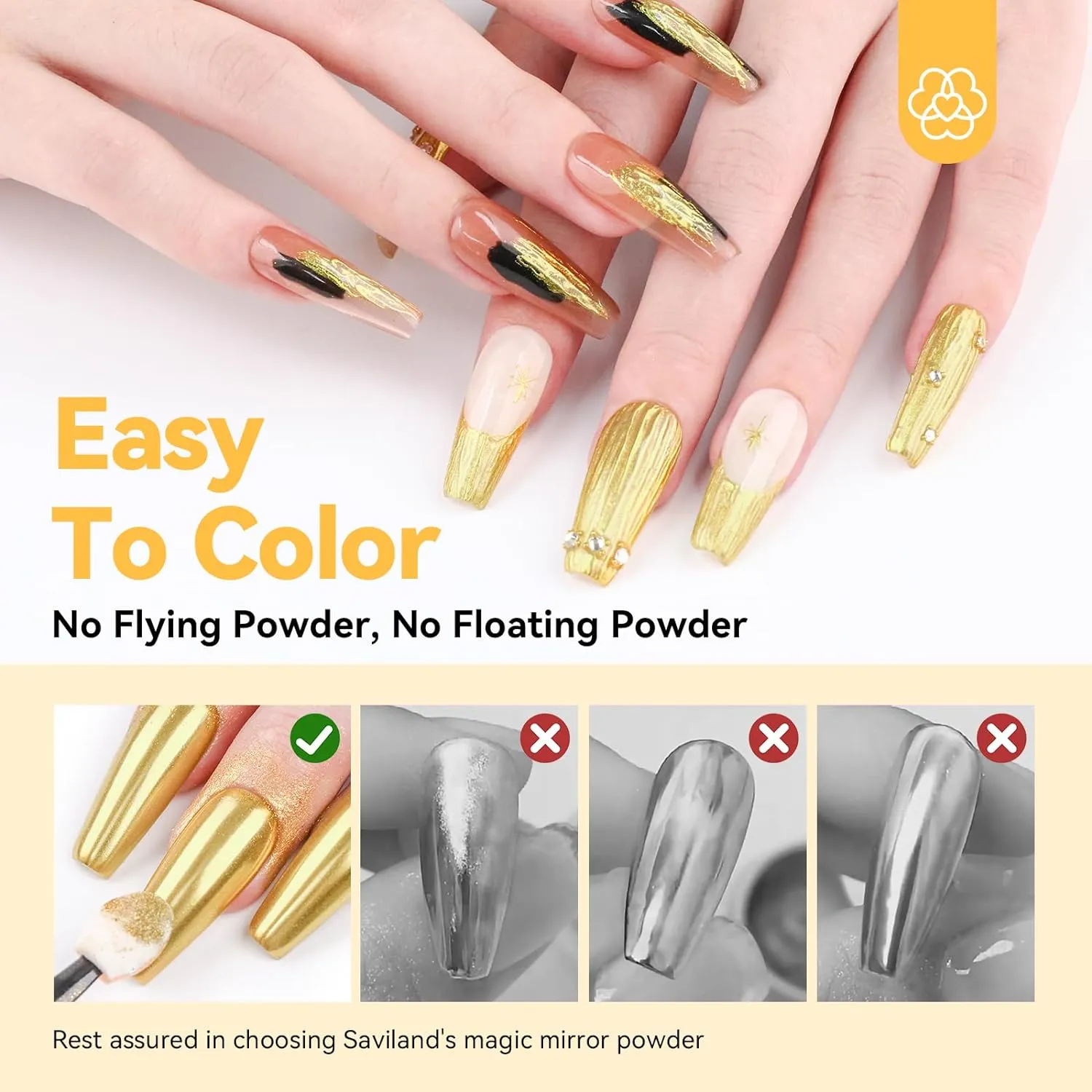 Saviland Polvere Chrome Oro 1g Effetto Specchio Lunga Tenuta