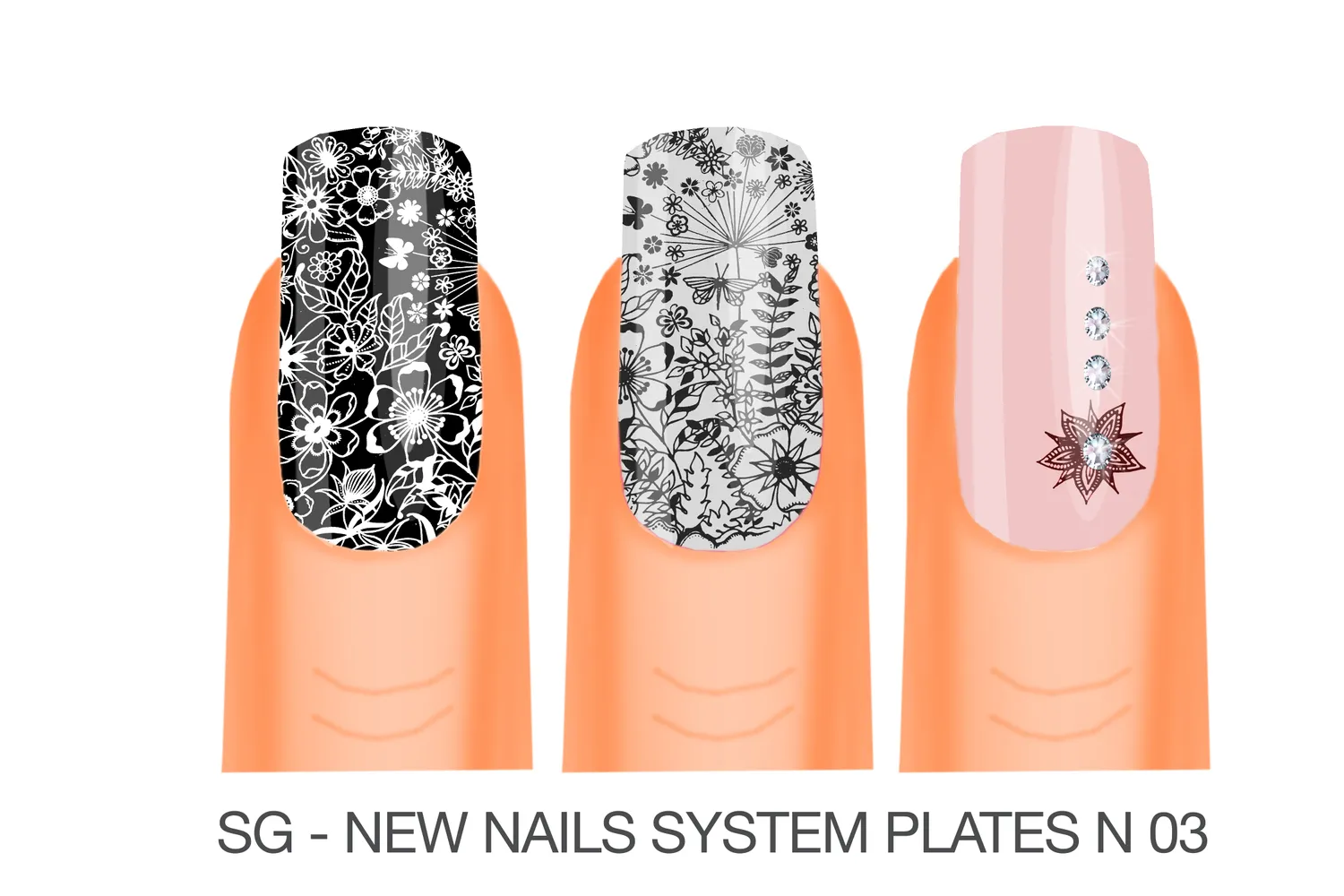 New Nails System Stamping Plate 03 piastra nail art incisa