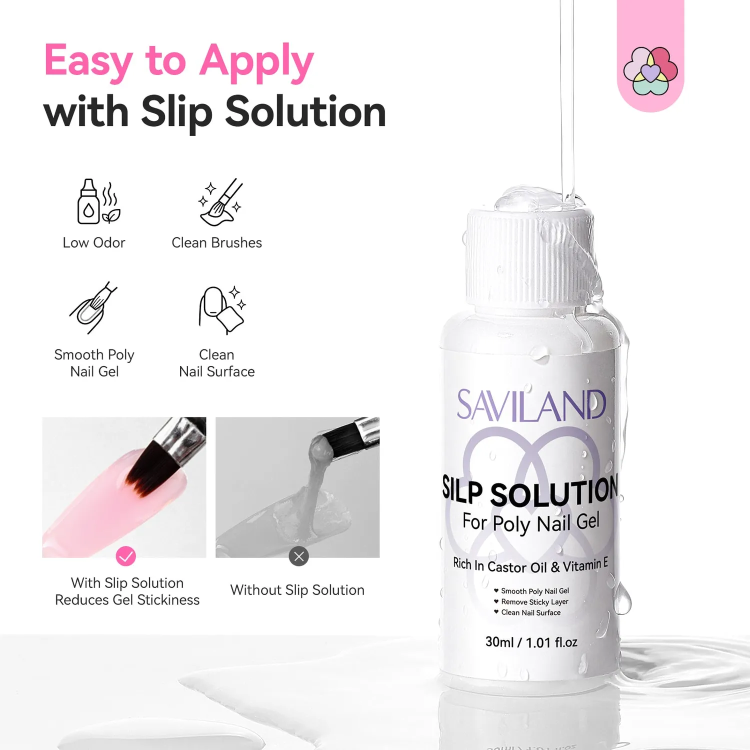 Saviland Cat Eye Kit Polygel Unghie 4x15g Rosa Effetto Magnetico
