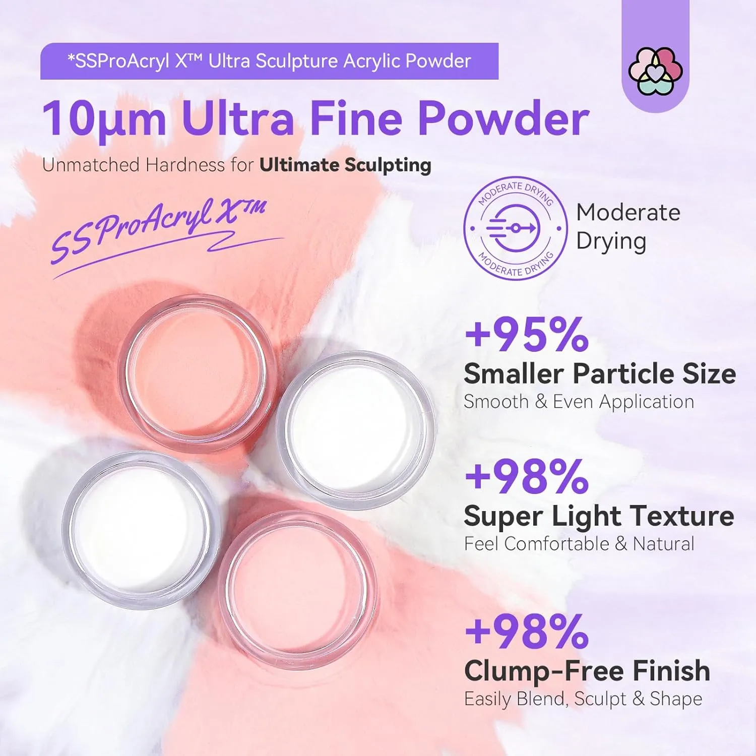 Saviland Polvere Acrilica Unghie 4 Colori 4x30g Cheratina