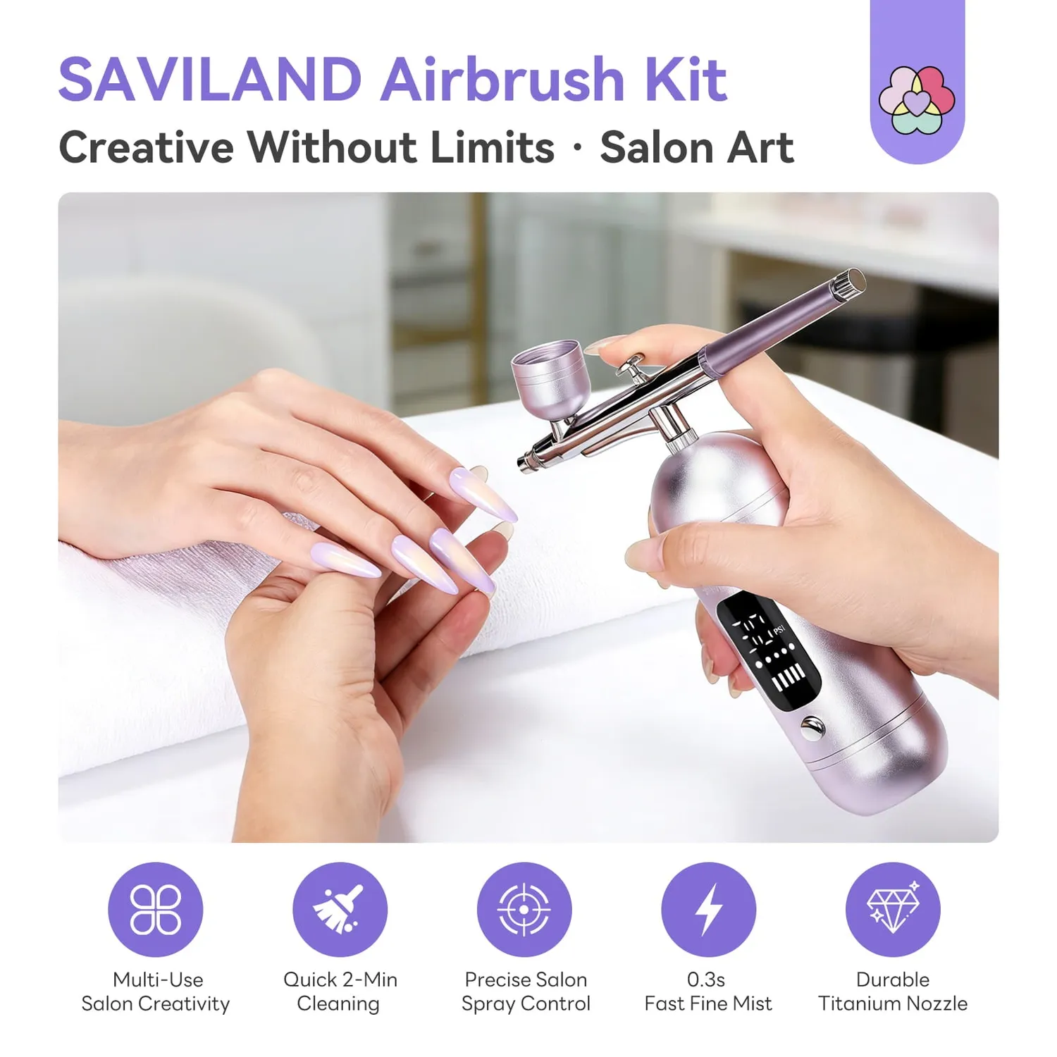 Saviland Aerografo Unghie Portatile pressione regolabile